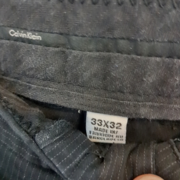 Calvin Klein Chino Pants Mens 34 Black Stripe Cotton Business Casual Formal - Picture 4 of 11